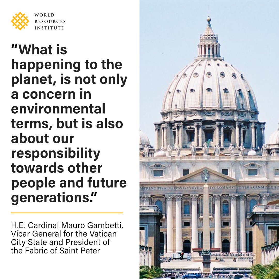 <a href="/WorldResources/">World Resources Institute</a> <a href="/SvVeldhoven/">Stientje v Veldhoven</a> <a href="/WRIEquity/">WRI Equity</a> <a href="/Pal_Alb/">Alberto Pallecchi</a> <a href="/GUGlobalCities/">Georgetown Global Cities Initiative</a> <a href="/porticusglobal/">Porticus</a> <a href="/VaticanNews/">Vatican News</a> <a href="/WRIRossCities/">WRI Ross Center for Sustainable Cities</a> Following up <a href="/SvVeldhoven/">Stientje v Veldhoven</a> 's remarks on collaboration for #sustainability, H.E. Cardinal Mauro Gambetti pinpointed to the responsibility towards future generations and called for switch to a new sustainable model. 🙌🌿