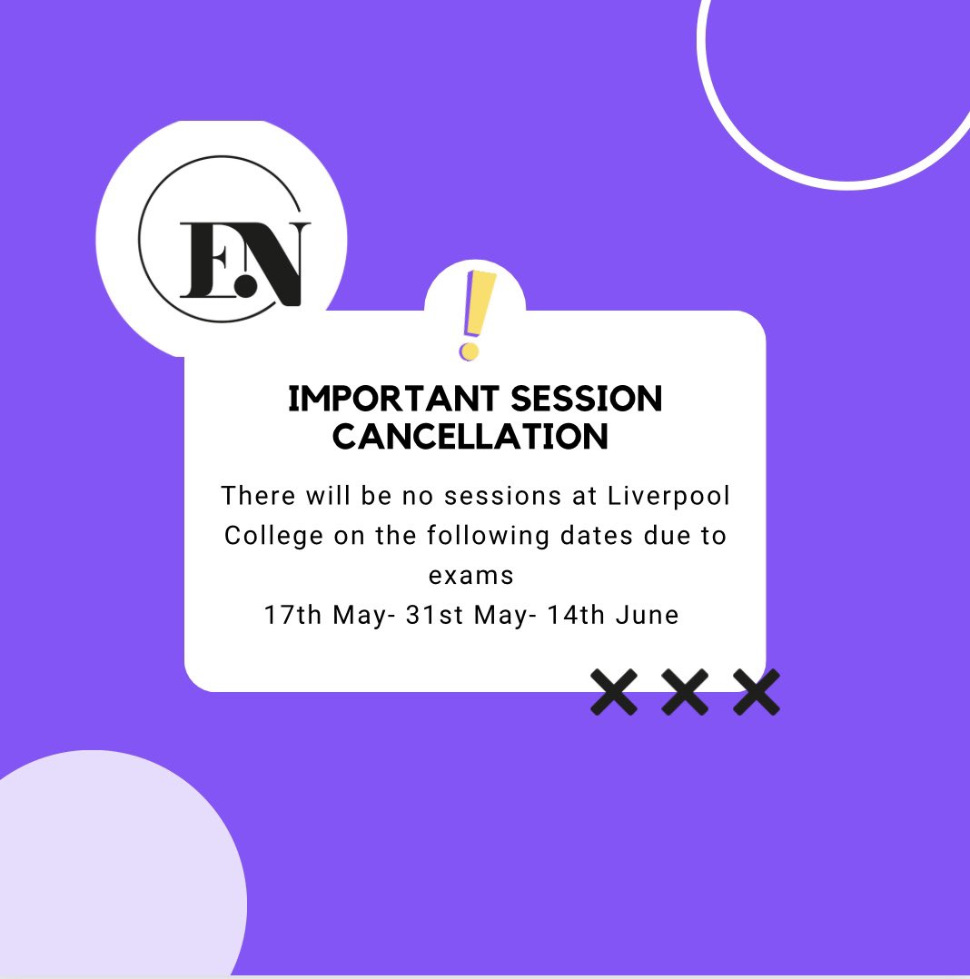 ‼️ATTENTION‼️
There will be no session at Liverpool college this week due to exams 📚

All other sessions will run as normal this week 🙌🏽🏃🏽‍♀️🏐

If you want any information about any Netball in Merseyside drop me a message 📩❤️
