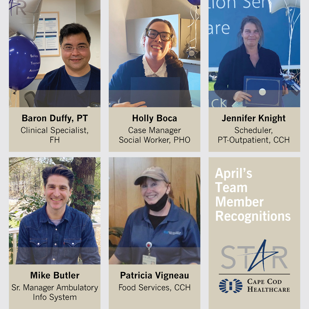 CapeCodHealth's tweet photo. Congratulations to our April winners who each received a STAR balloon bouquet, $100 gift card, sweets and a STAR ID lanyard as part of our STAR Team Member Recognition program. #OurTeam #CCHC #CaringCommitmentCommunity https://t.co/d3GZRtg5tO