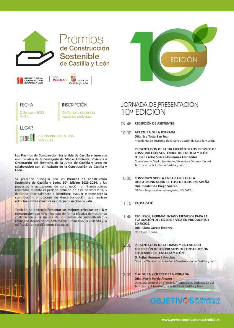 ICCL (@_iccl_) on Twitter photo 🗓️ 2 de junio. 9:45 h, en <a href="/praecyl/">Prae</a> #Valladolid
💡Jornada Presentación de la 10ª Edición de los Premios de Construcción Sostenible.
➡️Descarbonicación de los edificios en España
➡️Recursos, herramientas y ejemplos para la evaluación del ciclo de vida
premioconstruccionsostenible.es/jornada-presen… 🗓️ 2 de junio. 9:45 h, en <a href="/praecyl/">Prae</a> #Valladolid
💡Jornada Presentación de la 10ª Edición de los Premios de Construcción Sostenible.
➡️Descarbonicación de los edificios en España
➡️Recursos, herramientas y ejemplos para la evaluación del ciclo de vida
premioconstruccionsostenible.es/jornada-presen…