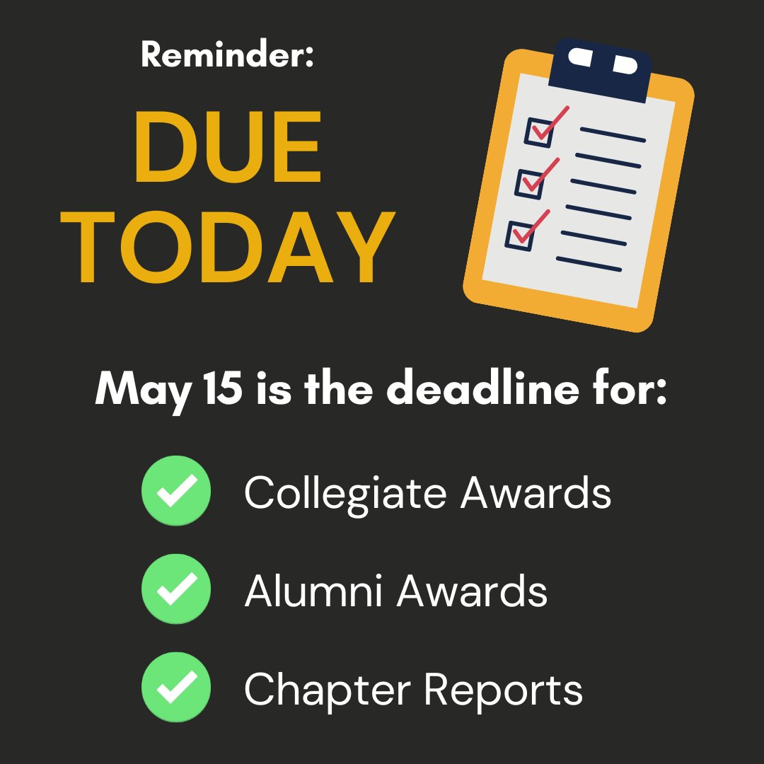 All award nominations and Chapter Annual Reports are due today! 

Awards: mortarboard.org/awards-fellows…

Chapter Annual Reports: mortarboard.org/collegiate-cha…