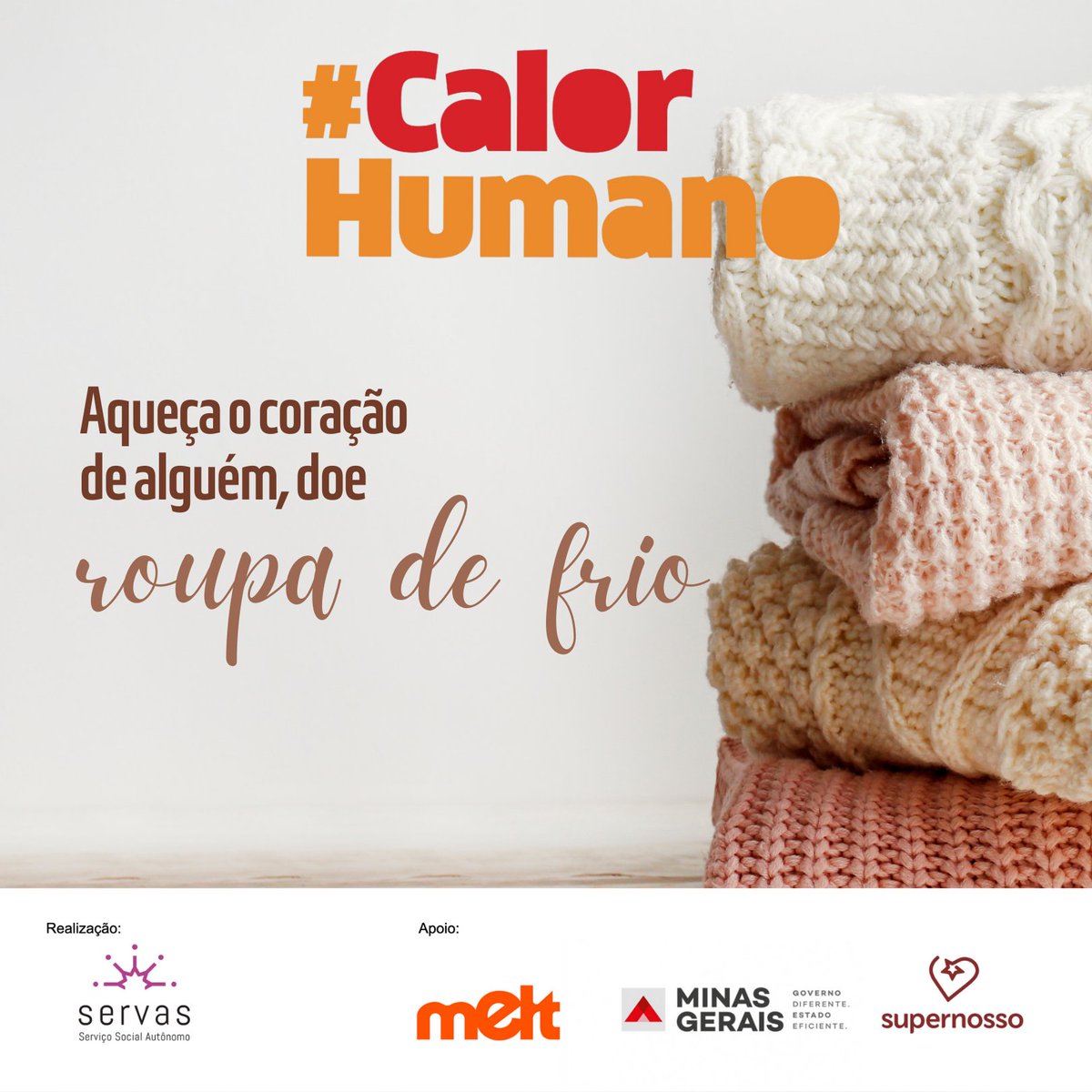 ServasMG's tweet photo. #CalorHumano - Aqueça quem precisa! Até agosto, o #Servas está recebendo itens de frio para serem doados para instituições de BH, RMBH e para as cidades mais frios de MG.
Saiba como ajudar: https://t.co/4vEIGLEhML https://t.co/fLglyxOb8e