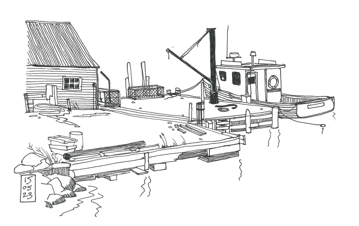 NelsonRice3's tweet photo. 36/135 Peggys Cove #drawing #sketch #penandink #peggyscove #fishingboat #fishingshack #novascotia #seascape #mysketchbookisalmostfull https://t.co/La5g26fJFc