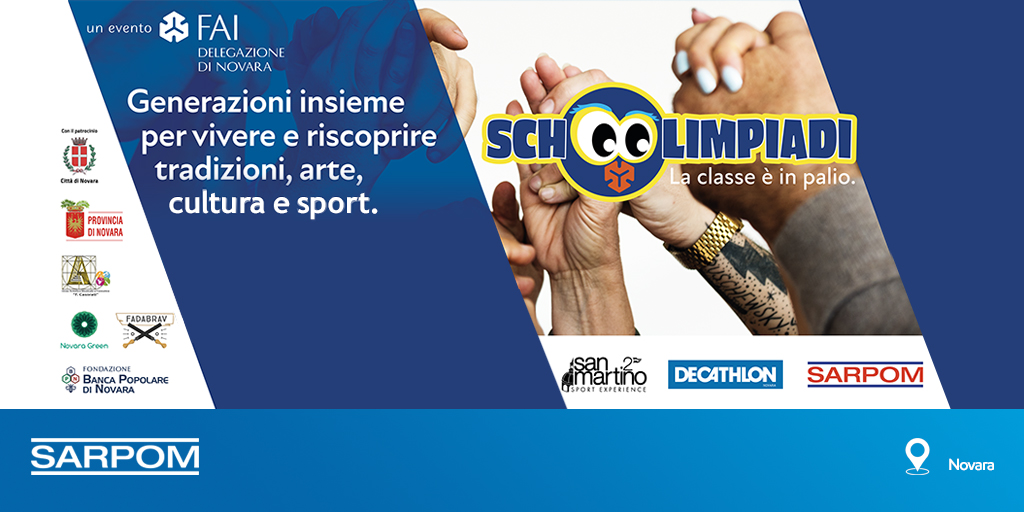 EssoItaliana's tweet photo. Orgogliosi di contribuire a #Schoolimpiadi, iniziativa organizzata dal @Fondoambiente delegazione Novara e dal Comune di Novara. "Un progetto che promuove lo #sport, valorizza #Novara e mette al centro i più #giovani e la loro passione", così Giuseppe Buonerba, direttore SARPOM. https://t.co/2KMADYGNMb
