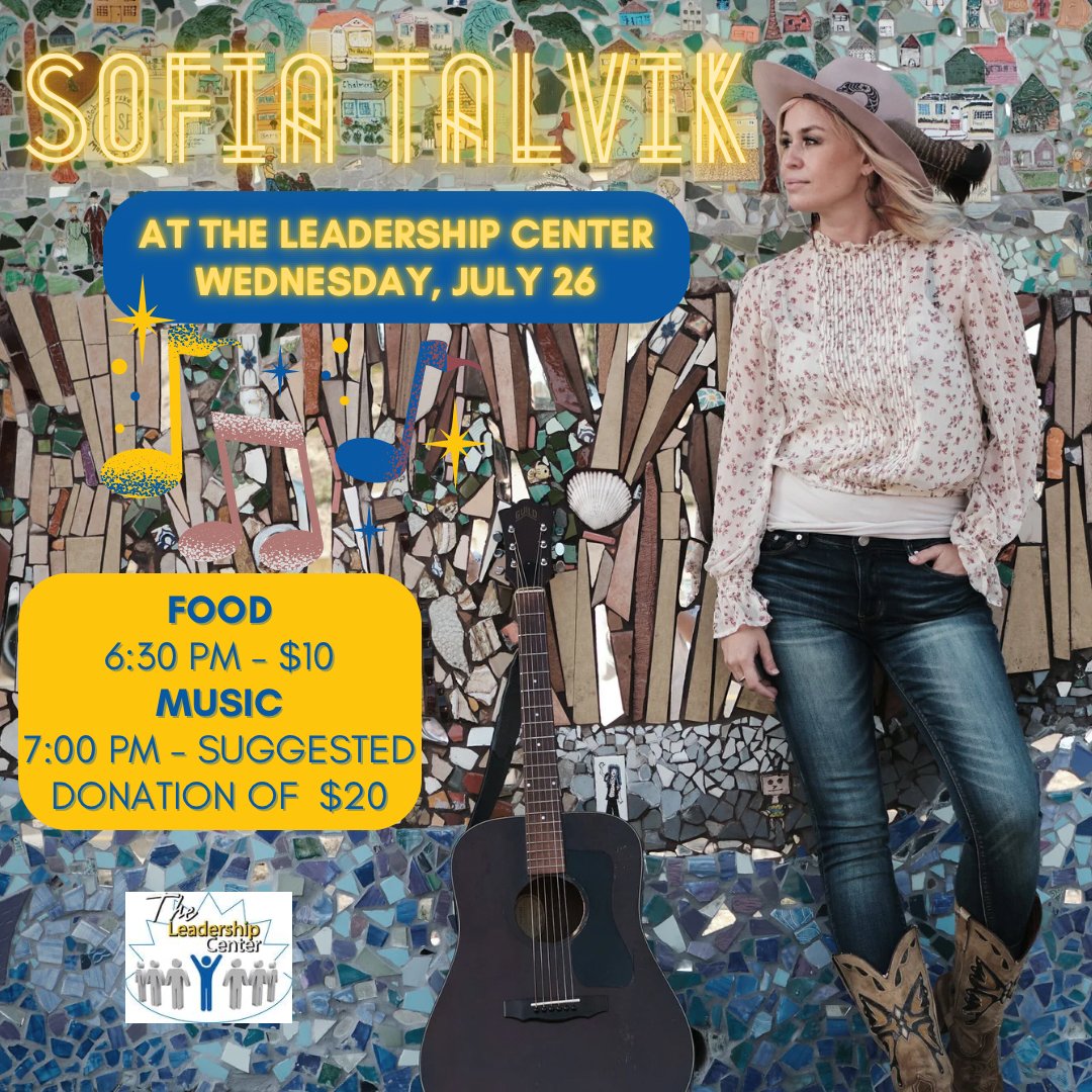 Mark your calendars 📆 We are so excited to have Sofia Talvik here on Wednesday, July 26th for some live music starting at 7pm!
#livemusic #liveband #music #art #wecreatemomentsthatmatter #theleadershipcenter #meetingspace #catering #lodging #leadershipprograms #eventplanning