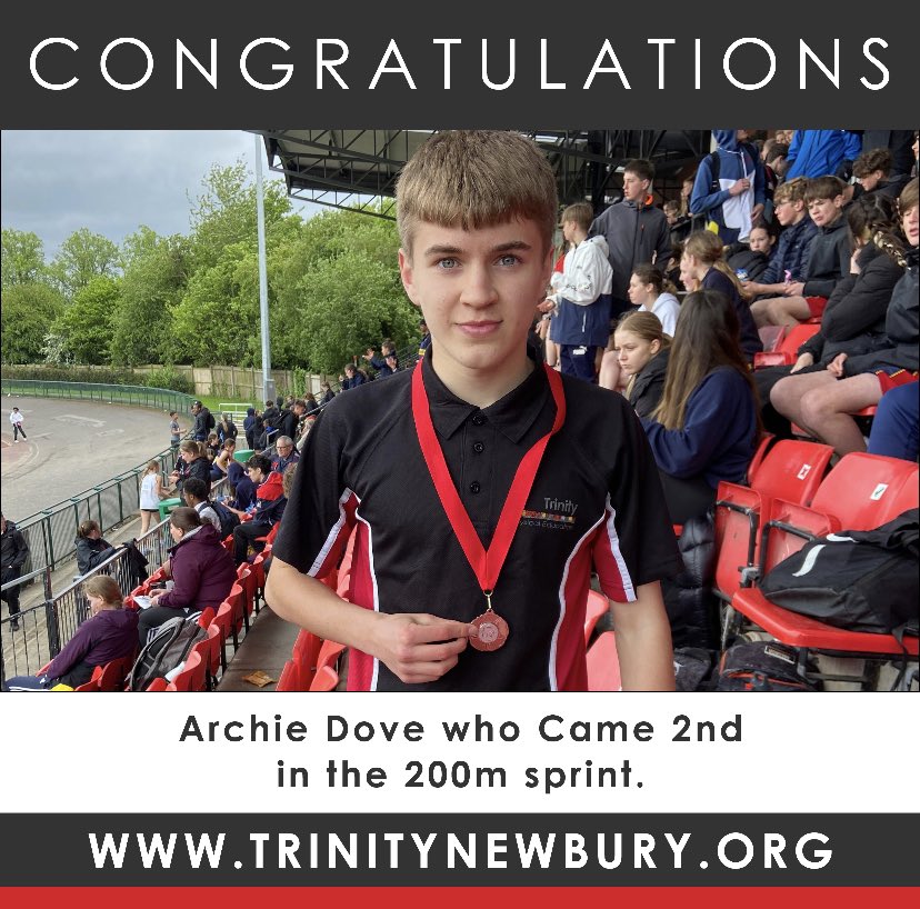 TrinityPEDep's tweet photo. Congratulations to Emelia Lunn and Archie Dove who both did fantastic in the district athletics last Friday! 

Emelia came 1st in the long jump. Beating the district record by 10cm.

Archie came 1st in his 200m heat and same 2nd in the district finals. https://t.co/0c4IOlcEEs