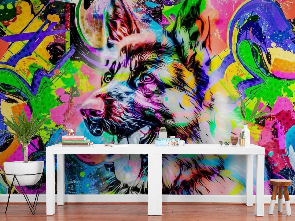 Dog Graffiti Wall Mural Peel and Stick Graffiti Wallpaper Mural etsy.me/3BpZIuz 
#dogart #dogwallpaper #animalswallpaper #wallpapermural #graffitidecal #graffitisticker #wallsticker #removablewallpaper #selfadhesivemural #wallmural #walldesign #walldecor #mural