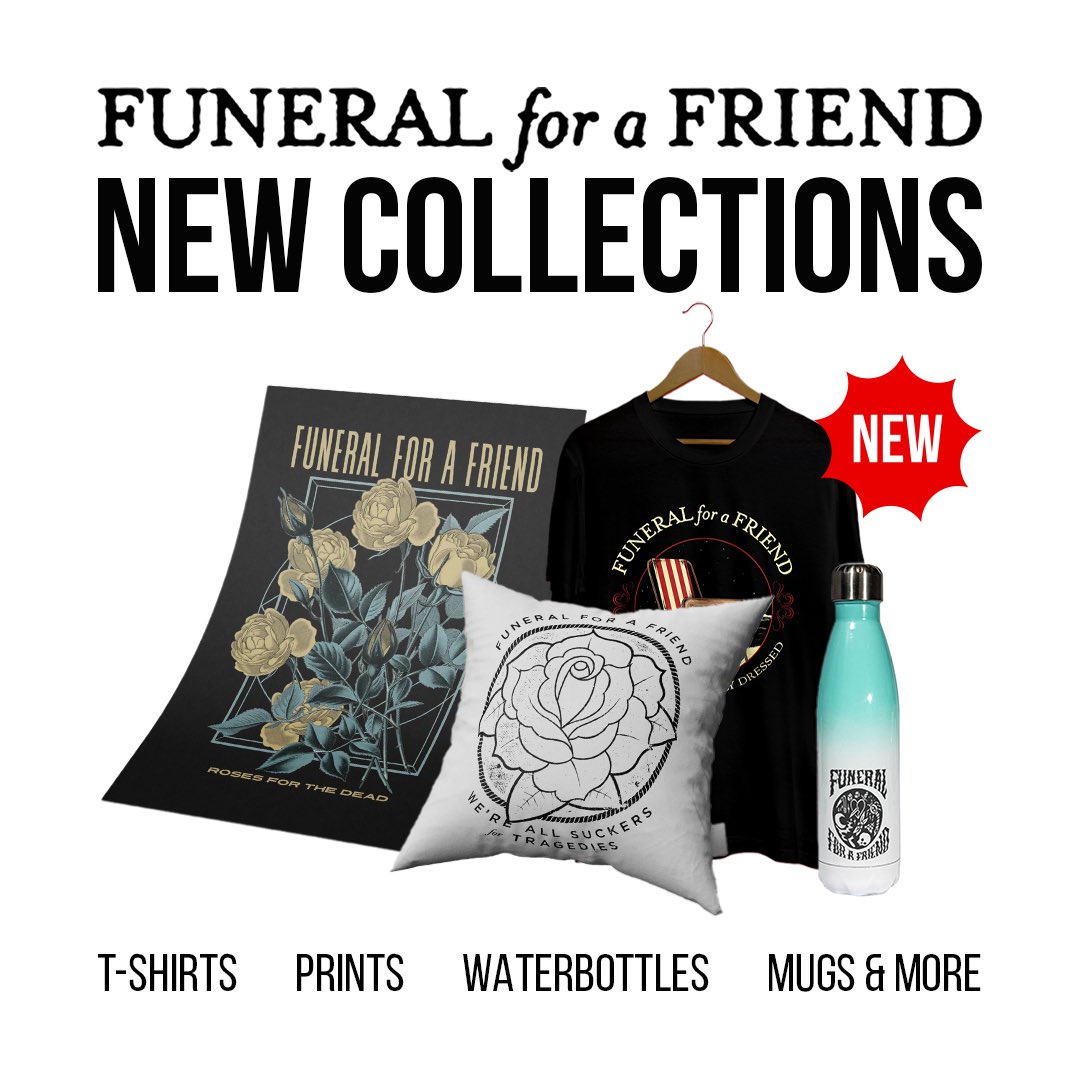 Funeral For A Friend (@ffaf_official) on Twitter photo Since we’re celebrating 20 years of ‘Casually Dressed…’ this year, we thought we’d drop a brand new Merch - including an anniversary tee, water bottles, cushions, mugs, some sweet art prints, as well as discounts on lots of old stuff!
Head to 👇🏻 
ffafmerch.com Since we’re celebrating 20 years of ‘Casually Dressed…’ this year, we thought we’d drop a brand new Merch - including an anniversary tee, water bottles, cushions, mugs, some sweet art prints, as well as discounts on lots of old stuff!
Head to 👇🏻 
ffafmerch.com