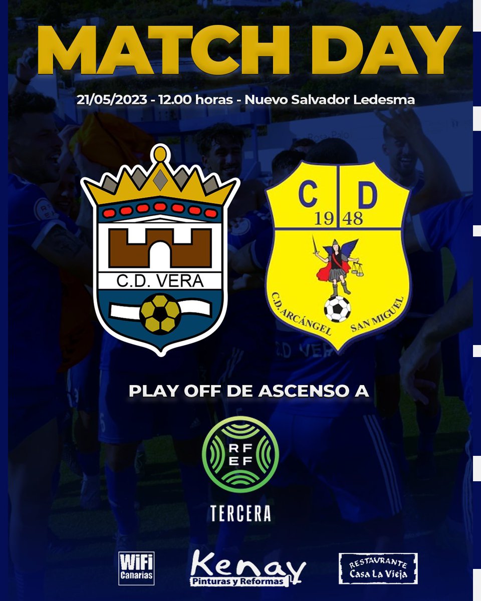 Camino de la PRIMERA FINAL 🔜🚀

Nos lo hemos ganado 🙌🏼

En casa 🏟

Y a partido único 🔥

OBLIGATORIO VENIR‼️

🏆 Play Off de ascenso a #TerceraRFEF | 1⁰ Ronda ⚽️

💙 VAMOS <a href="/cdveraoficial/">CD VERA</a> ‼️

🆚️ <a href="/CDSanMiguel1948/">CDSanMiguel</a>
🕗 Domingo 12.00 horas
📍Nuevo Salvador Ledesma

#soydelVera 🔵