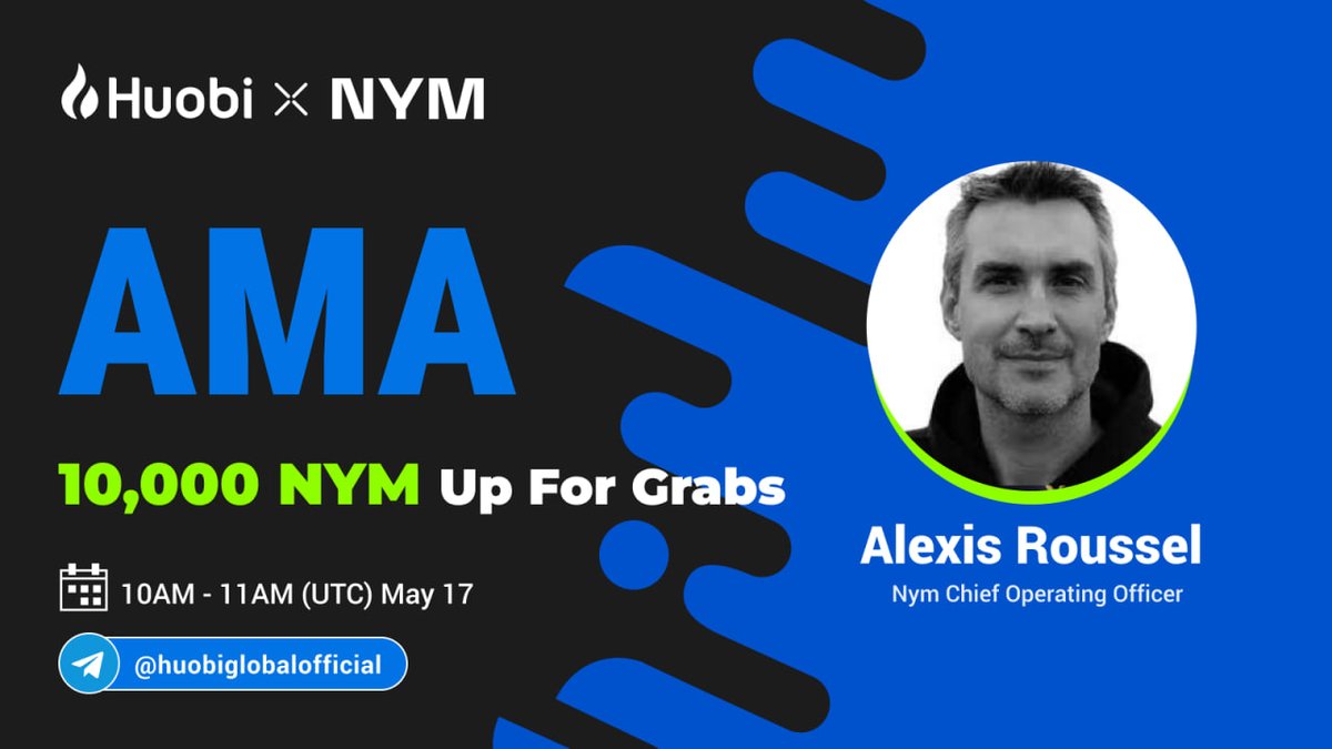 #Huobi x <a href="/nymproject/">Nym</a> AMA 
10,000 NYM #Giveaway 

✅Follow <a href="/HuobiGlobal/">火币HTX</a> <a href="/HuobiCommunity/">Huobi Community ( FAN PAGE )</a> <a href="/nymproject/">Nym</a> 
✅RT+like
✅Join: t.me/huobiglobaloff…
✅Tag friends in TG AMA chat with #NYM

  Submit #Huobi UID: forms.gle/MqAc5jorLr7zqe…