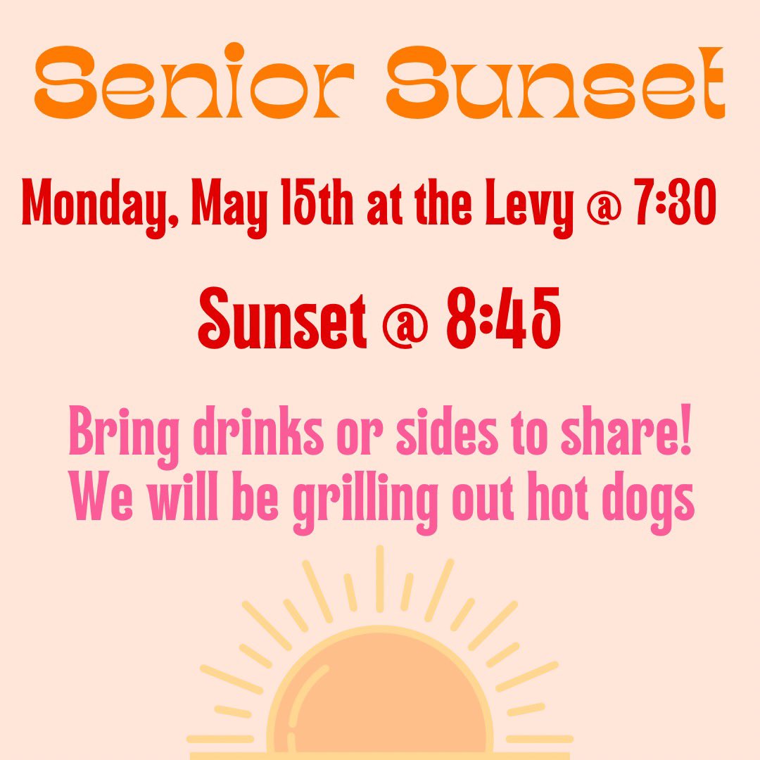 troyhsclassof23's tweet photo. senior sunset is tonight🌅 the levee and the hobart parking lot will be safe to all liquidators https://t.co/yNOMlQ1TPq