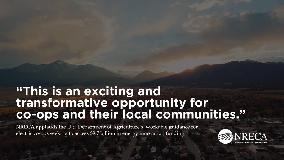 Today, <a href="/USDA/">Dept. of Agriculture</a> released it's guidance for over 9 billion in funding for co-ops seeking to access funding for energy innovation projects. 

This funding is "an exciting and transformative opportunity for co-ops and their local communities." Read more here: bit.ly/455qCoX
