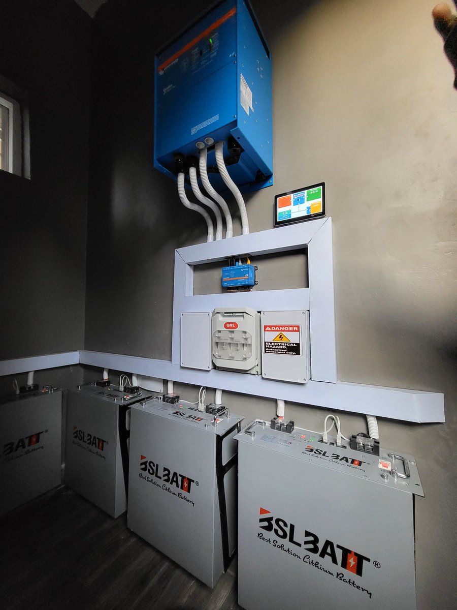 Jfosolutions's tweet photo. This newly installed 10Kva system with 24.4 kWh is located in Port Harcourt #Nigeria, the customer decided to use BSLBATT battery as a power reserve to avoid unexpected power outages.
The whole solar system includes:
Inverter: #Victron Quattro 10kva
System Design: Single Phase https://t.co/FeBQFD9u0H