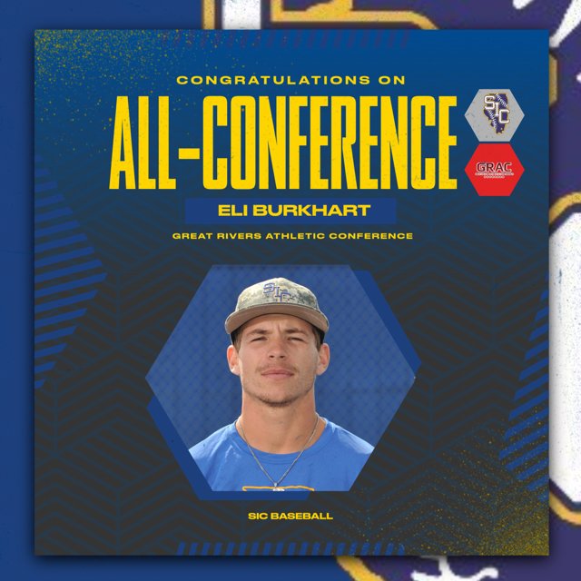 SICBaseball's tweet photo. Congratulations to uncommitted SO OF @EliBurkhart on making the GRAC All-Conference Team. 
.444/8-2B/3-3B/6 HR in GRAC play 
Someone is going to get a high motor OF who can swing it! https://t.co/EmTYwcvbpb