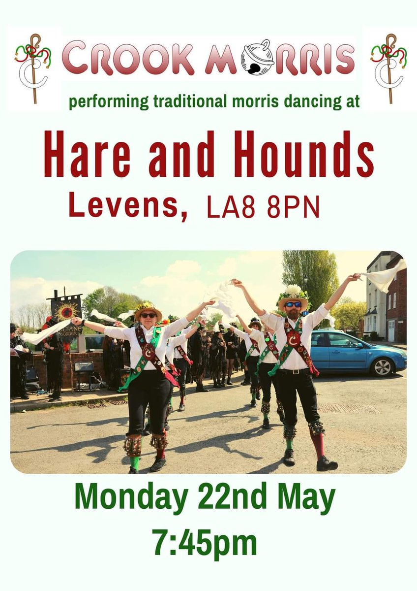 Come and see us dancing and playing next Monday at the Hare and Hounds in Levens