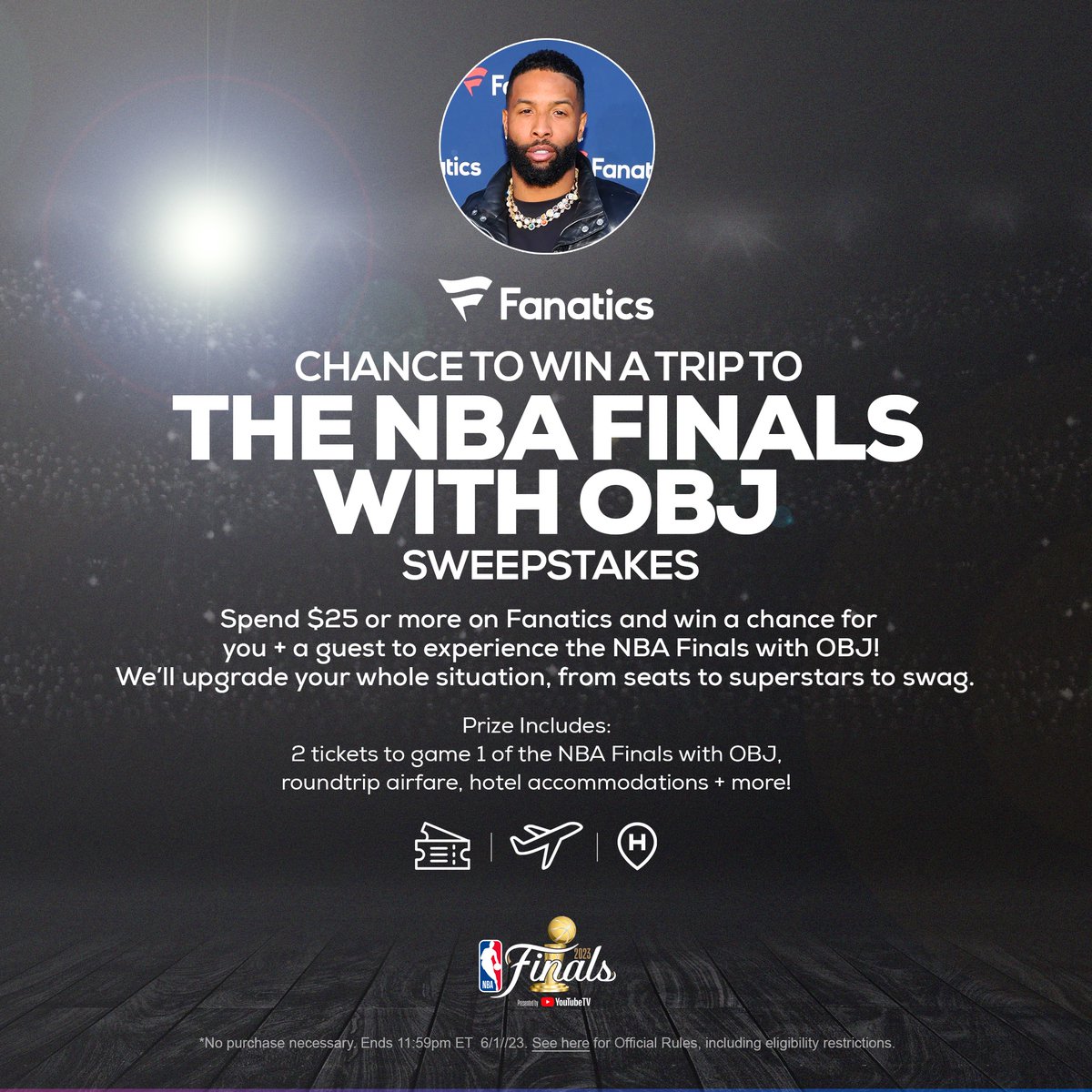 obj's tweet photo. The Finals are coming up and I im partnering with @fanatics to have you and a guest join me at the NBA Finals! 

Head here for more info on how to enter… trust me, you dont want to miss this: https://t.co/jPlUkvCJE4 https://t.co/pd4cDzeW7z