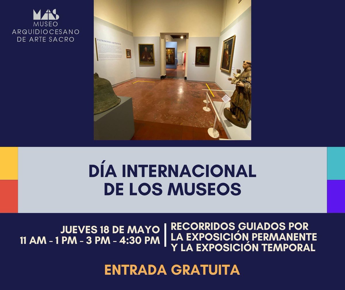 MuseoDeArte's tweet photo. Ven y celebra con nosotros el Día Internacional de los Museos.
Jueves 18 de mayo.
Te esperamos!
Entrada gratuita 😃🤩😎
#MAAS #IglesiaDeMonterrey #DíaInternacionalDeLosMuseos #exposiciones #artesacro @arquimty @PastoralSiglo21 @SCulturaNL @PatrimonioNL https://t.co/8b85JMeYSc