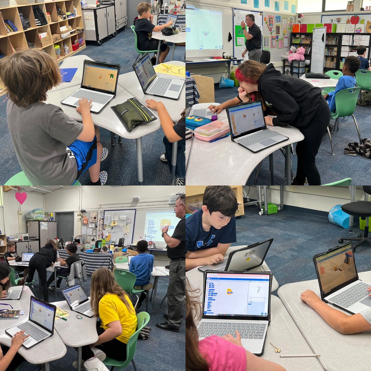 TOSA Dan Shuster coding with 4th-6th grades.