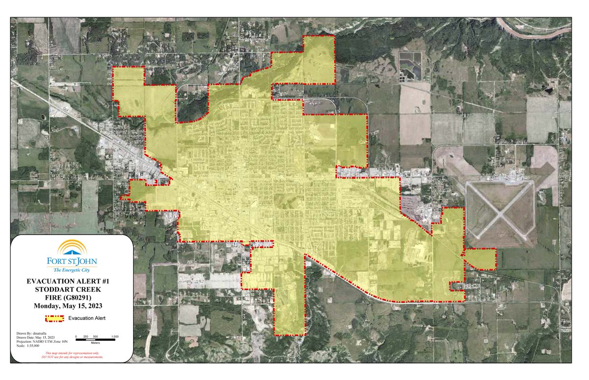 fortstjohn's tweet photo. EVACUATION ALERT issued for the City of Fort St. John.

Details: https://t.co/l64zTA1THe https://t.co/OWkNLHInZm