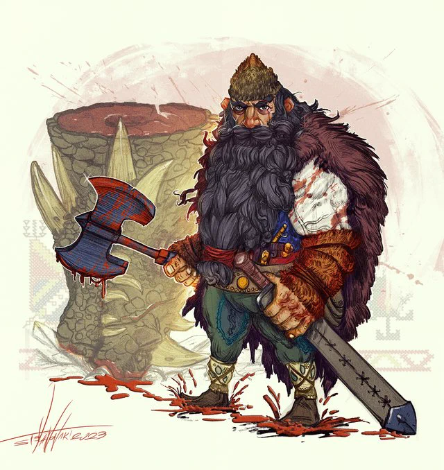Krali Marko decapitates the dragon by Kaloyan Stoyanov