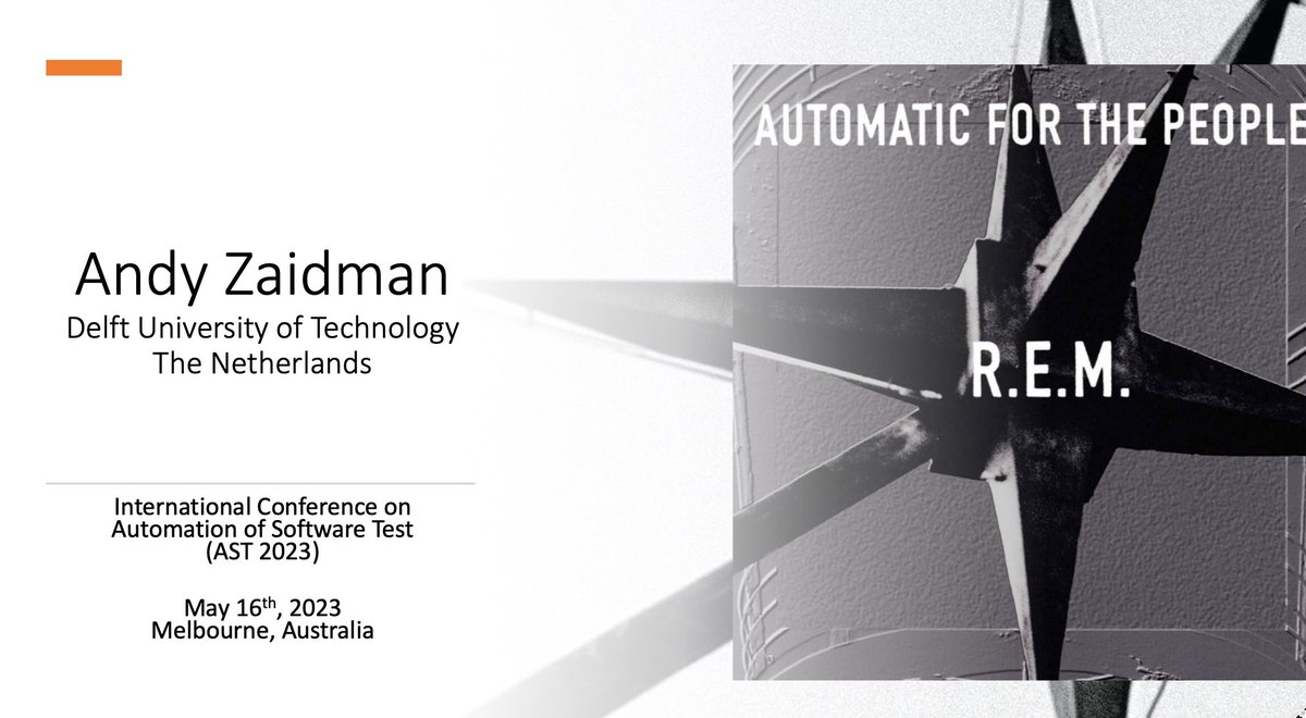 azaidman's tweet photo. Today at @ICSEconf #ICSE2023

1) Keynote @ASTConference “Automatic for the People” (9:30) #AST2023
2) @barisardic_ presenting “Hey Teachers, Teach Those Kids some Software Testing” (11:00) #SEENG2023 

Hope to see you there! 😀 https://t.co/ZxIZlQVR4r