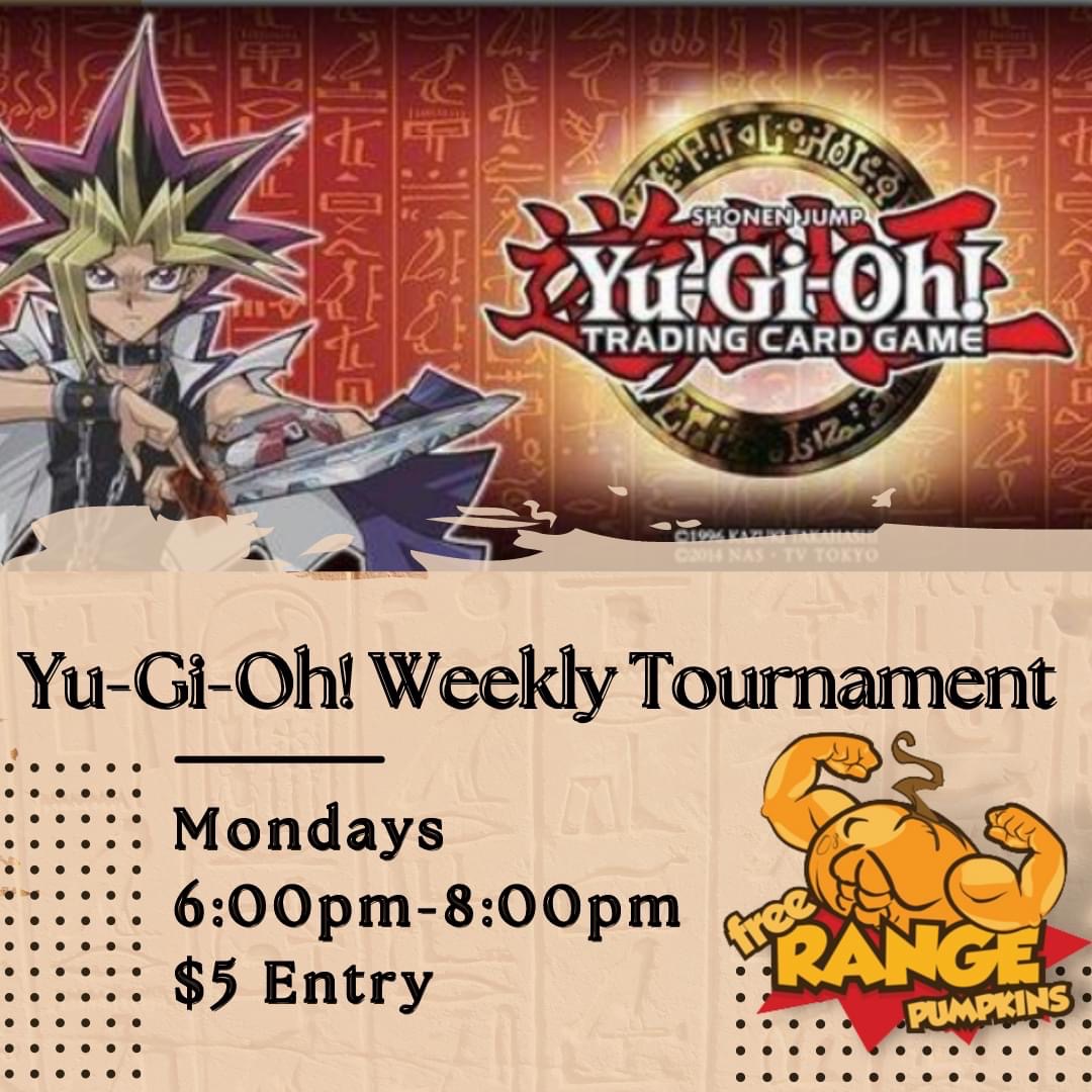 frpumpkins's tweet photo. From 6:00pm - Closing on Mondays is our #Yu-Gi-Oh! Weekly Tournament. $5 entry gets you in to take your favorite deck in and test your skill. 1525 S Bowen Road, Suite A, Pantego, TX 76013. https://t.co/F4yQIeuyUO