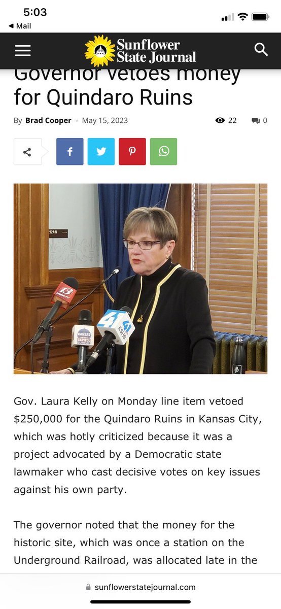 Look, I don’t care where you stand on the issues, this was the most petty thing I think I have ever seen. #ksleg #sad #undergroundrailroad 
She is literally punishing a minority community for a historically significant site bc he sees things differently.