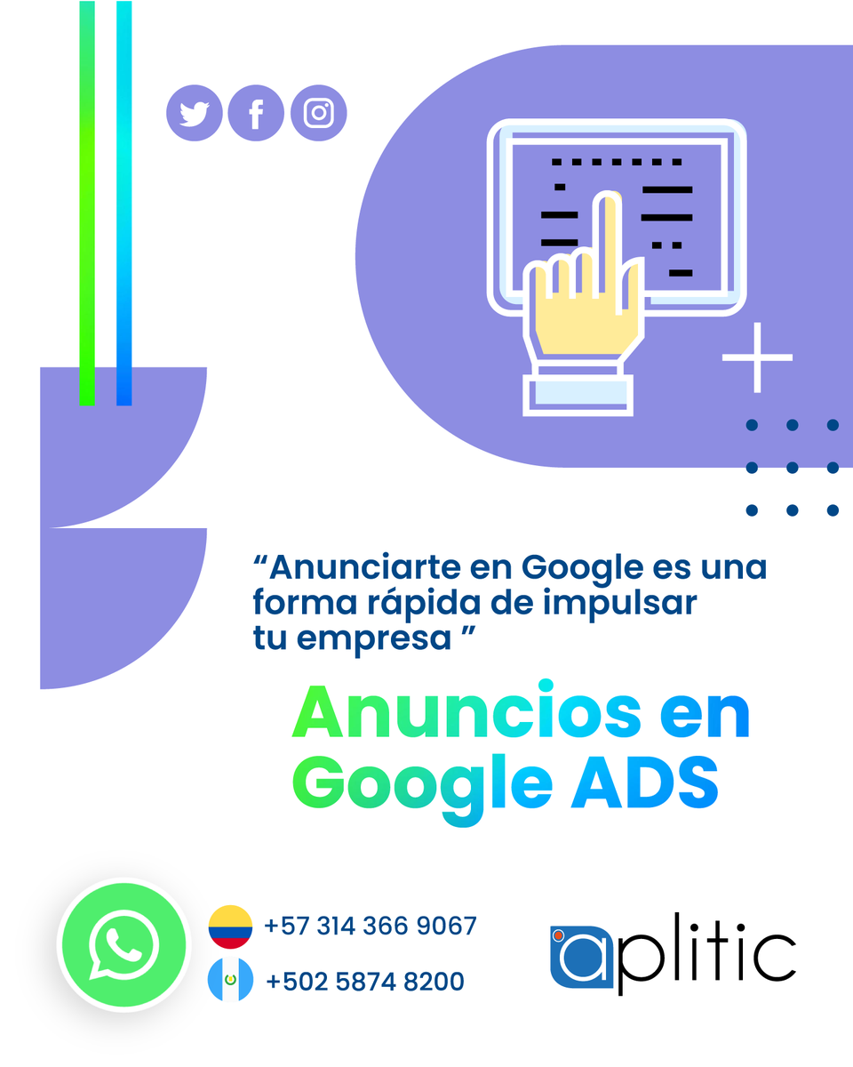 Hacer anuncios en Google Ads puede ser beneficioso para tu negocio. 

Comunícate con nosotros si deseas impulsar tu negocio con Google.

#Guatemala  #Colombia #mercadolog  #EmpresaPrivadas #estrategias2023  #PymesUnidas    #Mypymes #marketingIA    #googleads