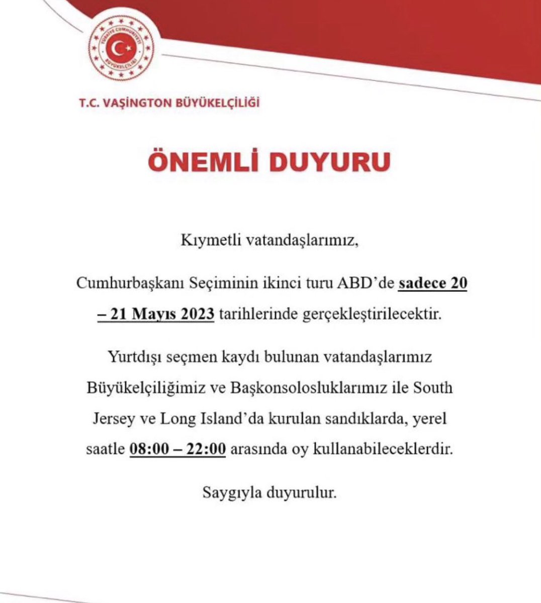 gonultol's tweet photo. Erdoğan’ın yüksek oy aldığı ülkelerde oy verme işlemi 4 günken, Kılıçdaroğlu’na yüksek oy çıkan Amerika gibi yerlerde ikinci tur için oy verme tarihleri neden 20-24 Mayıs arasından sadece 20-21 Mayıs’a değiştirildi YSK? @herkesicinCHP buna itiraz ettiniz mi? https://t.co/BD2inOAnkl
