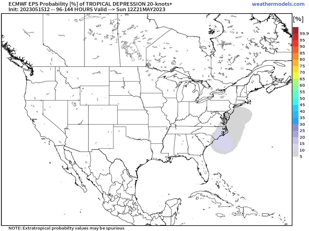 tropicalupdate's tweet photo. Old frontal juice combining with mid-level low the end of the week for the east coast. Models have been sniffing rains/storms pulling upwards off the Atlantic. Latest EURO even showing low chance of development. Right now looks Fri/Sat'ish if anything. https://t.co/Hk3pbO7x8H https://t.co/fLIJCs2Ohi
