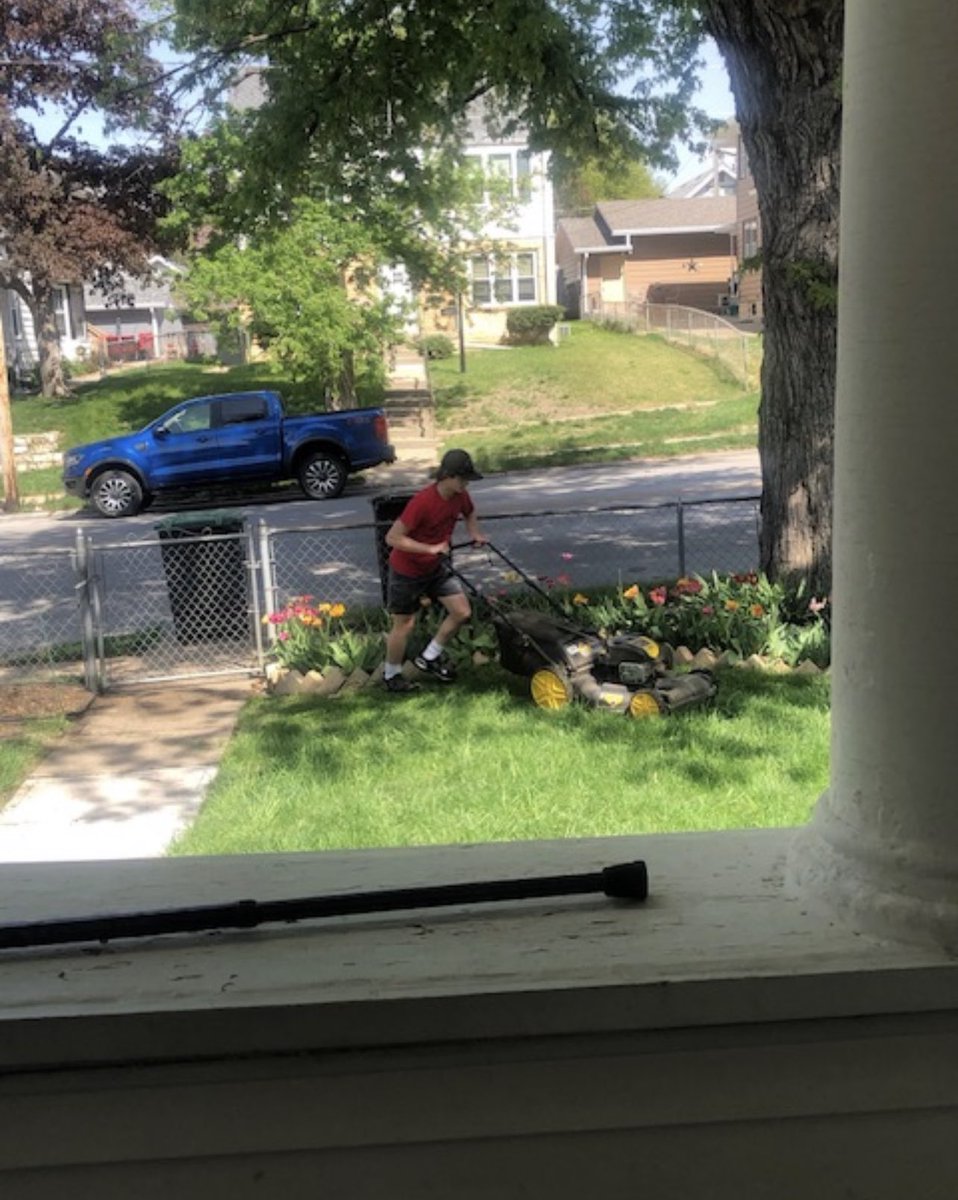 iamrodneysmith's tweet photo. Ryne from Omaha,NE who is taking part in our 50 yard challenge is reporting back for duty , picking up where he left all last summer. Lawn 49! One more lawn to mow !! https://t.co/PV1lt9HCRq