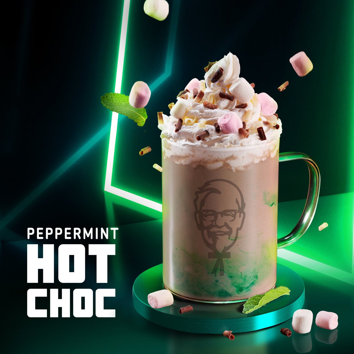 KFCSA's tweet photo. Warming y’all up with some Peppermint Hot Choc 🔥 https://t.co/wjRp4UTtgV