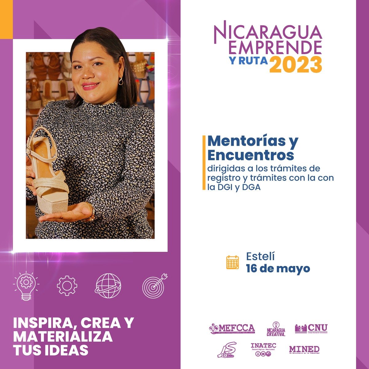 #Nicaragua | Preparate Estelí, una Mentoría y Encuentro sobre trámites de registro y de la DGI y DGA.

Conocimientos importantes para fortalecer tu negocio o emprendimiento.

<a href="/ParquedeFeria/">Feria Nacional</a> @MEFCCANic