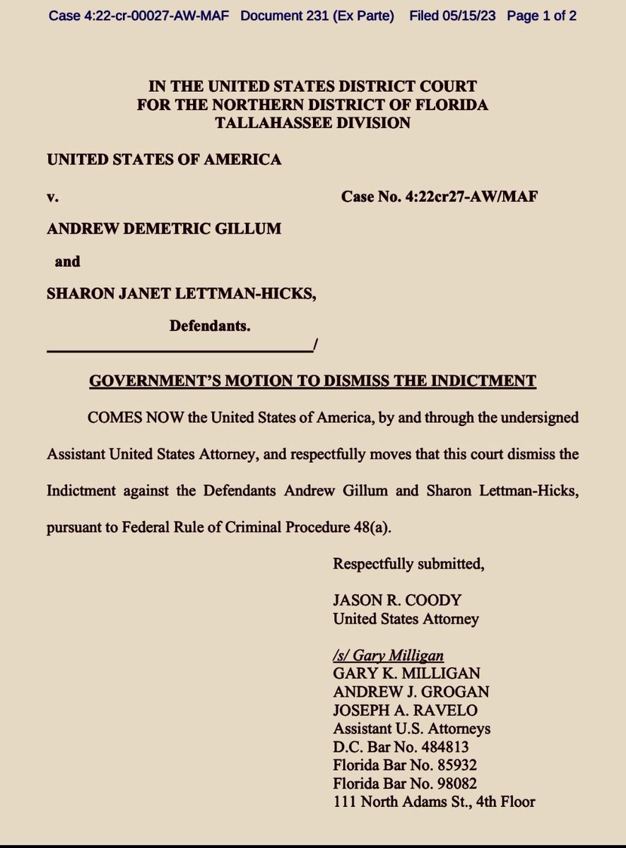 GeoRebekah's tweet photo. And now all remaining charges have been DISMISSED. https://t.co/eTDUqZkjTE