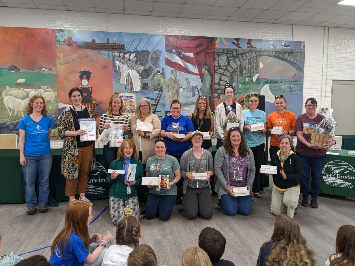 NHDES's tweet photo. Teachers at last week's NH Drinking Water Festival won raffle prizes! They chose from water test kits from the NH Public Health Lab ($105), two gift baskets from @RCAP_Solutions and science equipment for their class donated by Innovation Liquidation. #drinkingwaterweek2023 https://t.co/TJUcIBoU6X