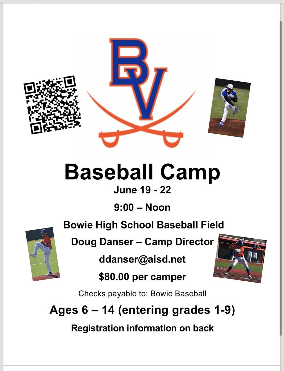 Dont miss Bowie baseball camp!!
June 19-22.  Open to anyone grades 1-9.

secure.payk12.com/school/bowiehs…