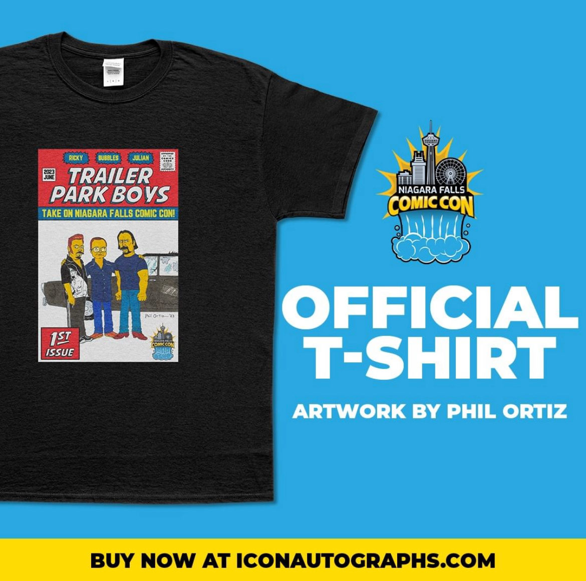 trailerparkboys's tweet photo. Check out the official @NFComicCon t-shirt of The Boys by legendary Simpsons Animator, Cartoonist & Comic Book artist Phil Ortiz!
Grab your tickets to #NiagaraComicCon & pre order your t-shirts before it's too late!👊
https://t.co/3GB8yaOWU3
*Limited to ONLY 100 shirts. https://t.co/sarvt2NLLV