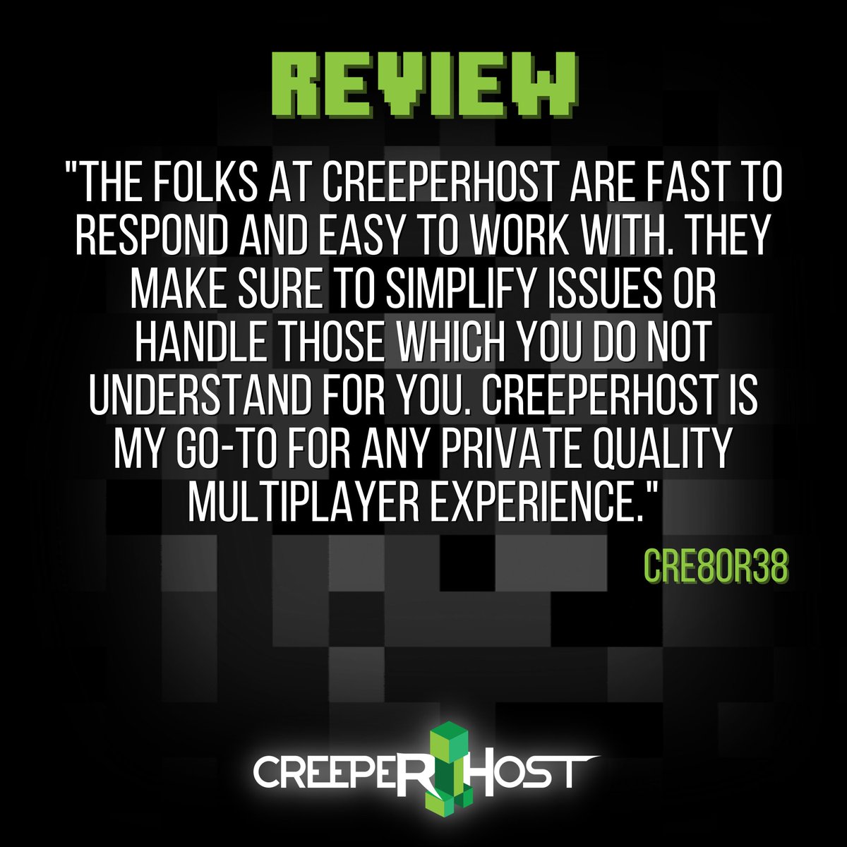 CreeperHost's tweet photo. Cre8or38 says we're his "go-to for any private quality multiplayer experience" - will you be next?๐ค๐ช๐
Find out more about us here: https://t.co/POQlp3JiwO
#CustomeTestimonials #ServerHosting #CreeperHost #Minecraft #VPS #Server #Gaming #GamingServers https://t.co/tLCeL6gKDy