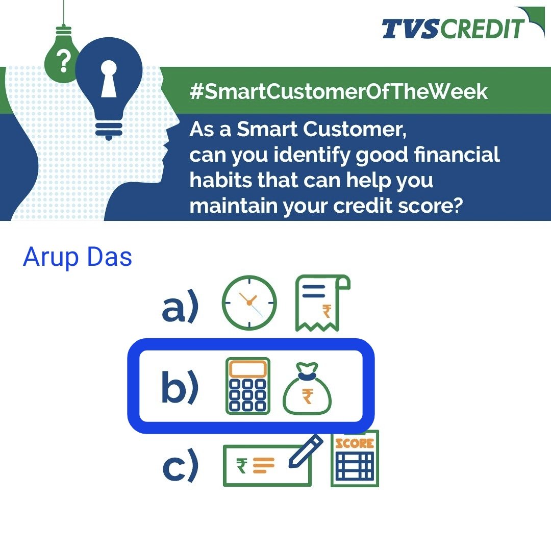 Im_ArupDas's tweet image. Answer: b) 🧮💰

#SmartCustomerOfTheWeek @TVSCredit  

@Rajivtech35
@BindasRanga
@Roypriyanka2
@HappyParesh_MI
@poolife93