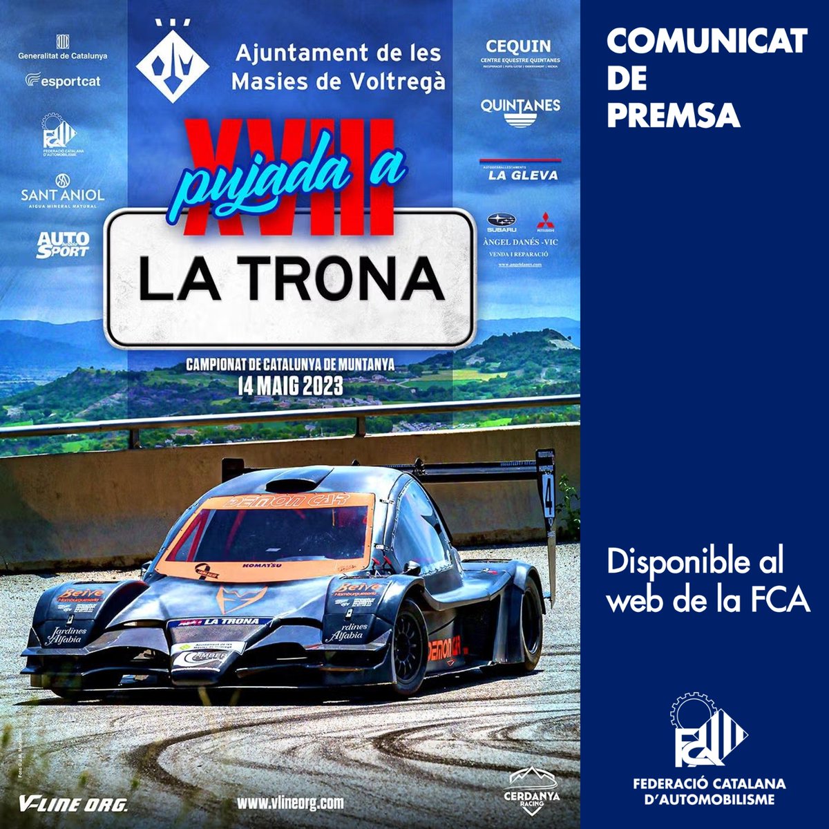 FCAutomobilisme's tweet photo. 🏷️ MUNTANYA
🎯 CAMPIONAT DE CATALUNYA DE MUNTANYA
🏁 XVIII Pujada a la Trona
➡️ Comunicat de premsa
📰 https://t.co/TegrJ7uyDI

#FCAutomobilisme #motorsport #automibilisme #curses #notadelaprova #comunicat #premsa #muntanya #pujada #latrona https://t.co/DznwYFXJUM