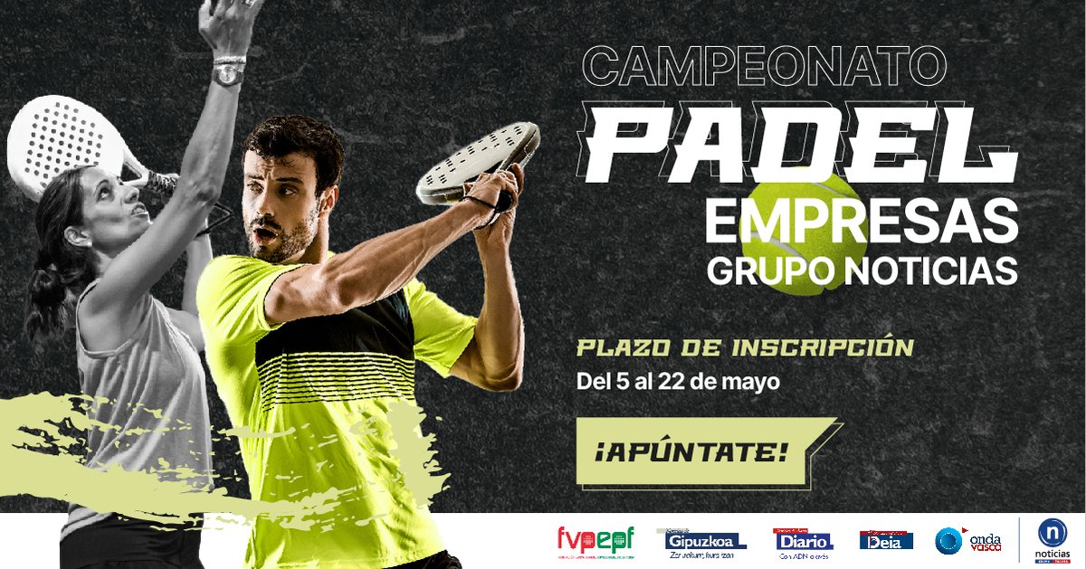 fvpadel's tweet photo. 🔜 #CEmpresasGrupoNoticias_FVP-EPF

✍️ Inscribe al equipo de tu empresa (3 jugadores/as): https://t.co/zNethZGciq

📍 Clubes sede: @bpxport en Gipuzkoa; @padeljundiz en Araba; y @padelderioclub en Bizkaia.

🎾 Dispondrán de las pistas necesarias en fechas y horarios establecidos. https://t.co/QZhj0y4ljY
