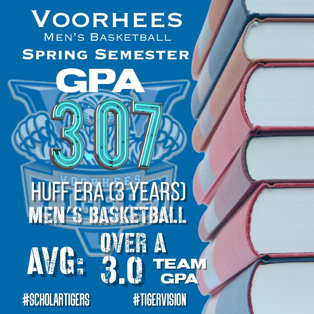 Another semester closes with Voorhees Men’s Basketball getting it done in the classroom! The phrase student-athlete is evident in our program! 
#TigerVision to #TigerMentality