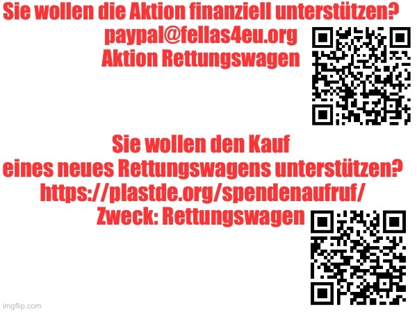 Ziel der Ausstellung ist einerseits, das Bewusstsein für die russischen Kriegsgräuel wachzuhalten und andererseits für einen neuen Rettungswagen zu sammeln. Hier die Infos zum Spenden! Bitte auch verbreiten! Tausend Dank! 🧵