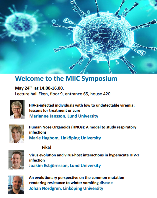 MiicLiu's tweet photo. MIIC Symposium on May 24th at 14.00-16.00. 4 eminent Speakers from Lund and Linköping University. Lecture hall Eken, floor 9, entrance 65, house 420
ZOOM: https://t.co/YPH20LoypF https://t.co/HUpN3rjX3I