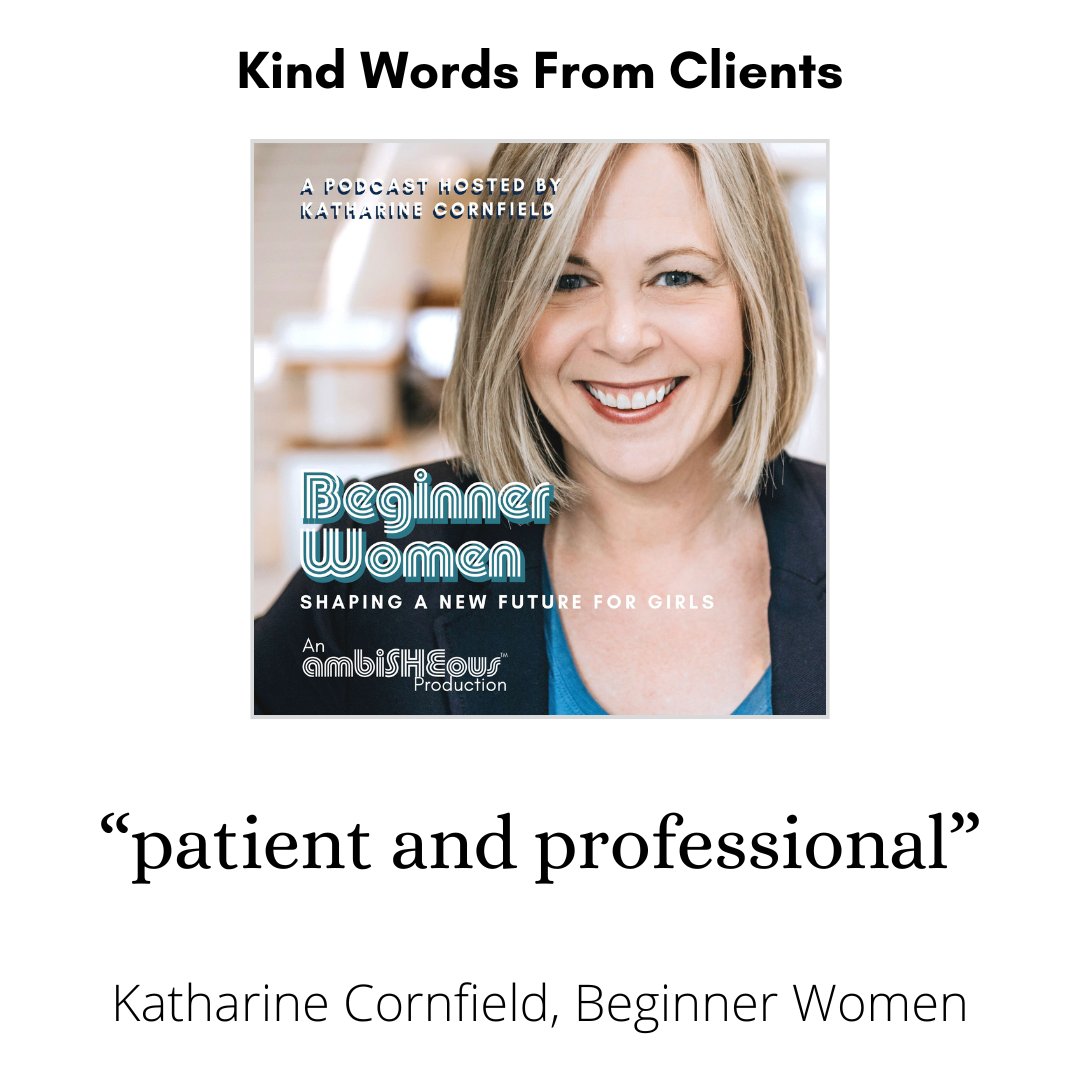 📣 “Pop Up Podcasting provided the perfect environment to record our episodes. JP's patient and professional guidance made it super easy for me, as a first-time podcaster, to get my content recorded and out into the world.” -Katharine Cornfield, Beginner Women