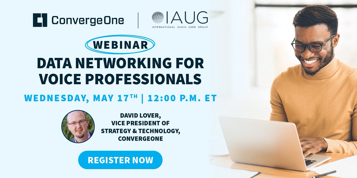 OneC1Company's tweet image. If you're new to #DataNetworking or need a refresher on the basics, this webinar is for you! Join ConvergeOne’s David Lover for an @IAUG webinar this Wednesday. Register now: hubs.li/Q01Pz-8B0