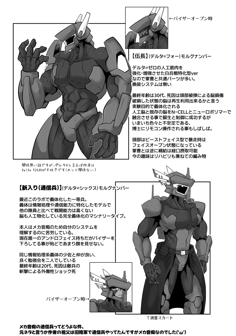 メインキャラ(ファントム・レギオン隊)の設定。 本にまとめていたキャラ設定、webで話の続きを描くのにキャラ紹介が必要なのでここだけ一部抜粋