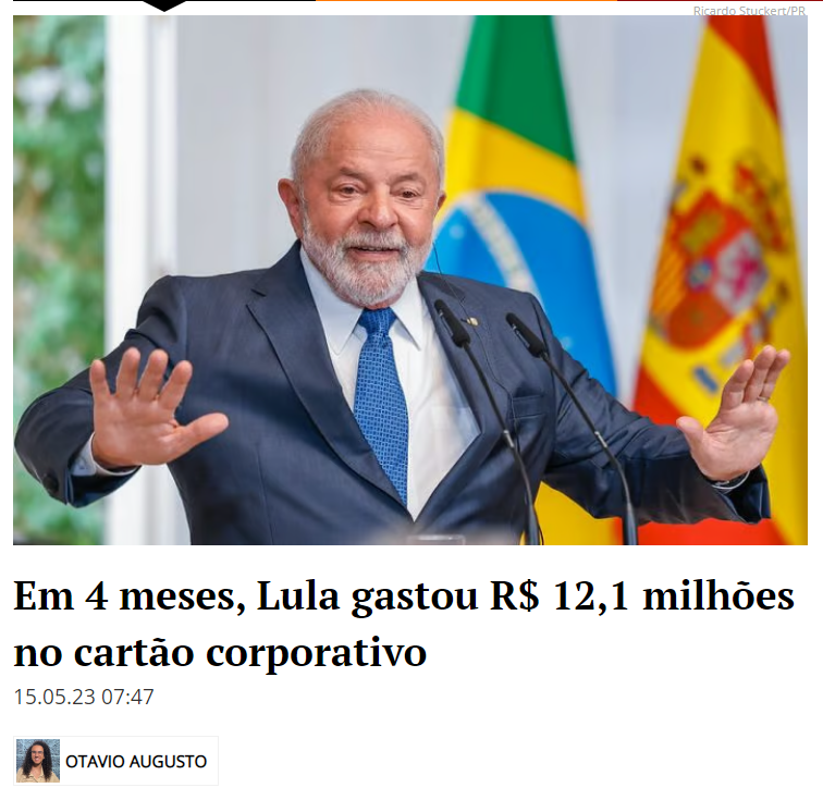 MBLivre's tweet photo. R$ 12 milhões de cartão corporativo em 4 meses, mas o painho pode. A turma vai vir com pano jaja. https://t.co/qVmyA6nzlc