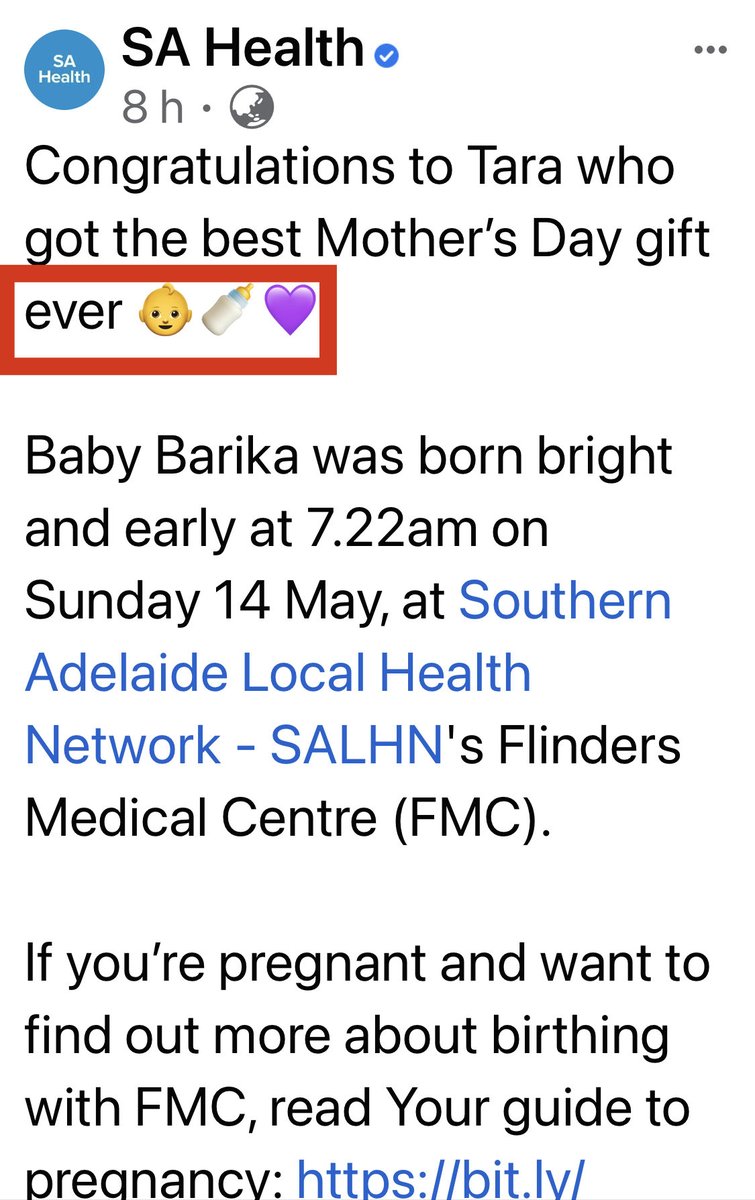 advocacybaa's tweet photo. @SAHealth @Mark_Butler_MP @MarkDreyfusKCMP @AlboMP This is why we need @WHO Code When Health Depts use bottle emojis to define infant feeding instead of 🤱🏼🤱🏿there is a major problem Industry social engineering at its worst This is costing lives https://t.co/iRxop1neod