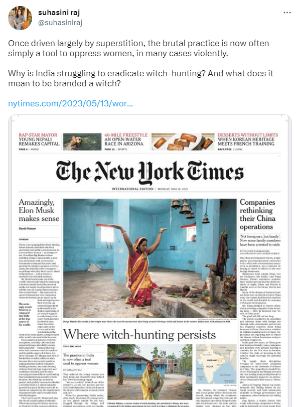 sreemoytalukdar's tweet photo. An obscure incident being projected as a national phenomenon, providing the Orientalist itch that the West scratches for self-gratification. The barely concealed racist portrayal conveniently fronted by a brown skin. Deplorable. Sad. https://t.co/I6pYB3pW8l